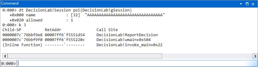 Recorded ReportDecision sees allowed equal to one and shows its caller